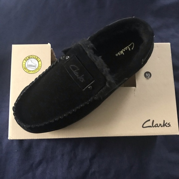 clarks suede men's moccasin slippers